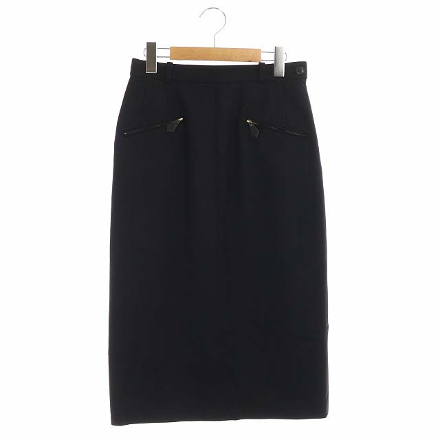 エルメス HERMES ジップポケットスカート タイト ロング ウール  