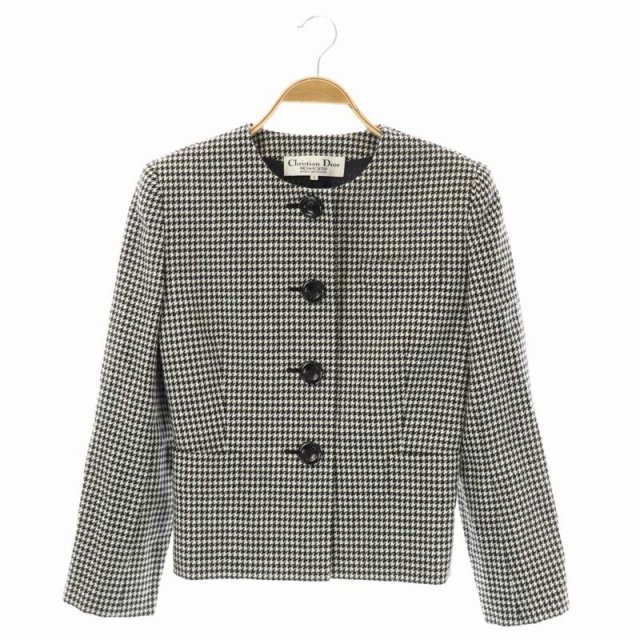 クリスチャンディオール Christian Dior 千鳥格子 ノーカラー  