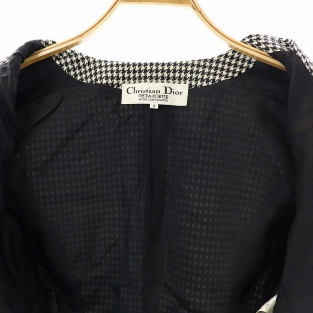 クリスチャンディオール Christian Dior 千鳥格子 ノーカラー  