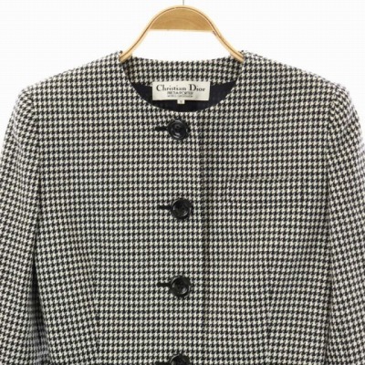 クリスチャンディオール Christian Dior 千鳥格子 ノーカラー  