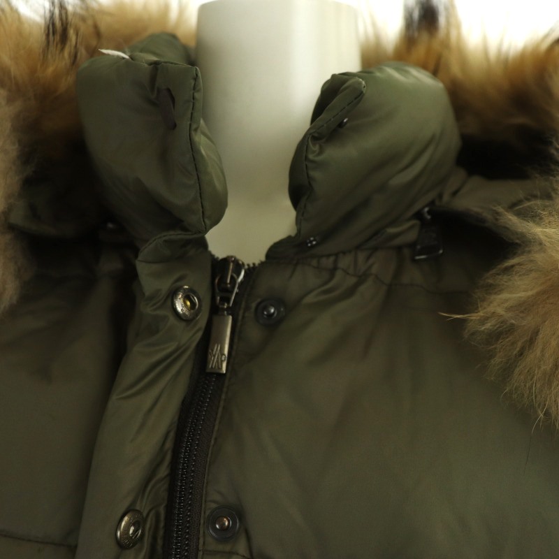 MONCLER ダウンジャケット ファー付き　茶タグ MONCLER】モンクレール『茶タグ レザーダウンジャケット size1
