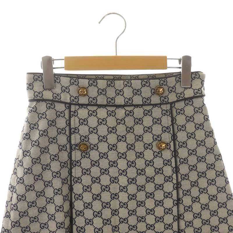 グッチ GUCCI GGキャンバス タイガー Aラインスカート ひざ丈 切替  