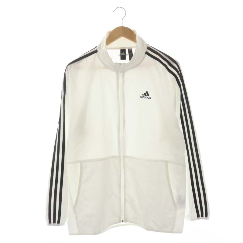 アディダス adidas ジャケット ジップアップ ロゴプリント 薄手 L 白 