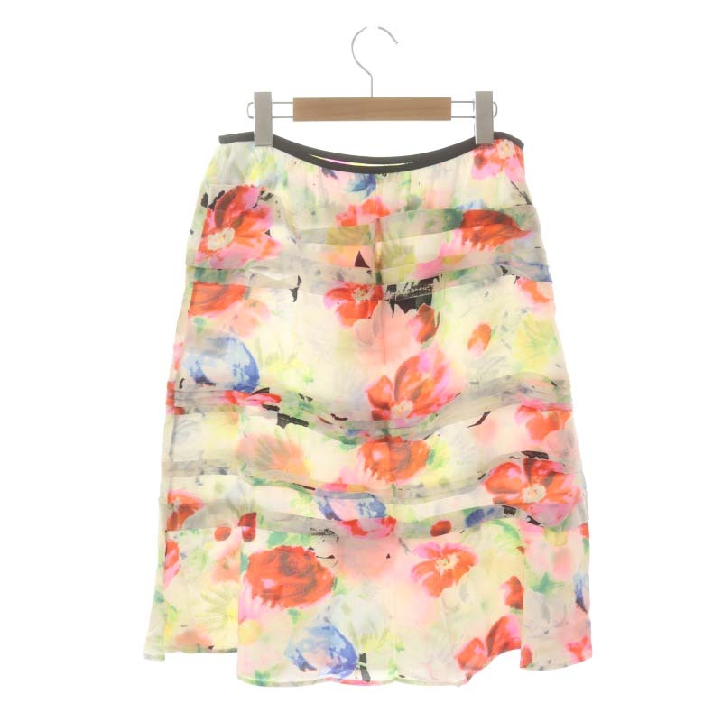 未使用品 セリーヌ CELINE 花柄 シルク スカート 膝丈 マーメイド 42  