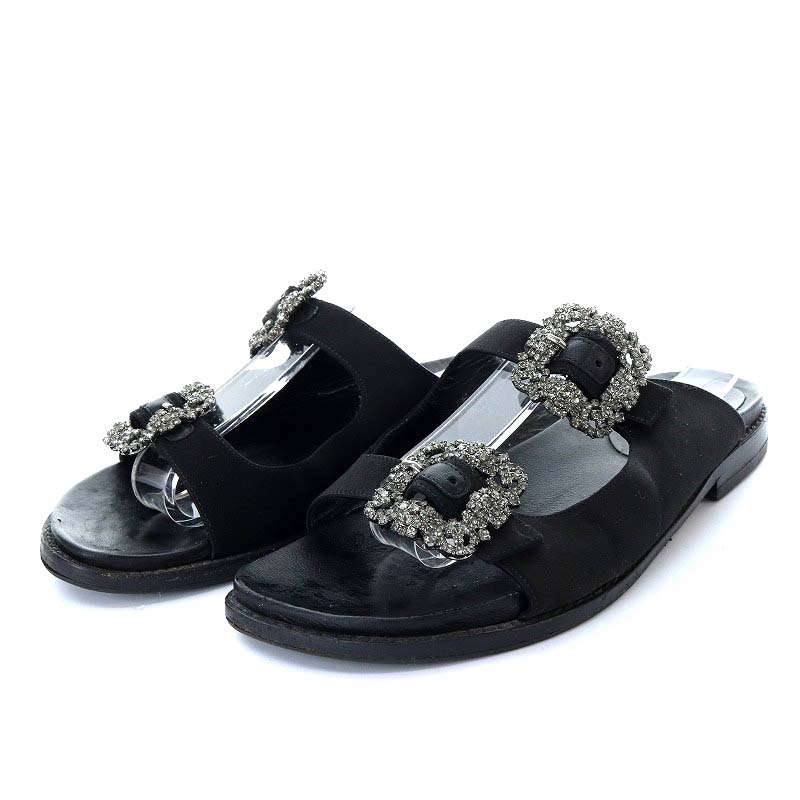 MANOLO 遊ぶ BLAHNIK ネイビー リボンサンダル