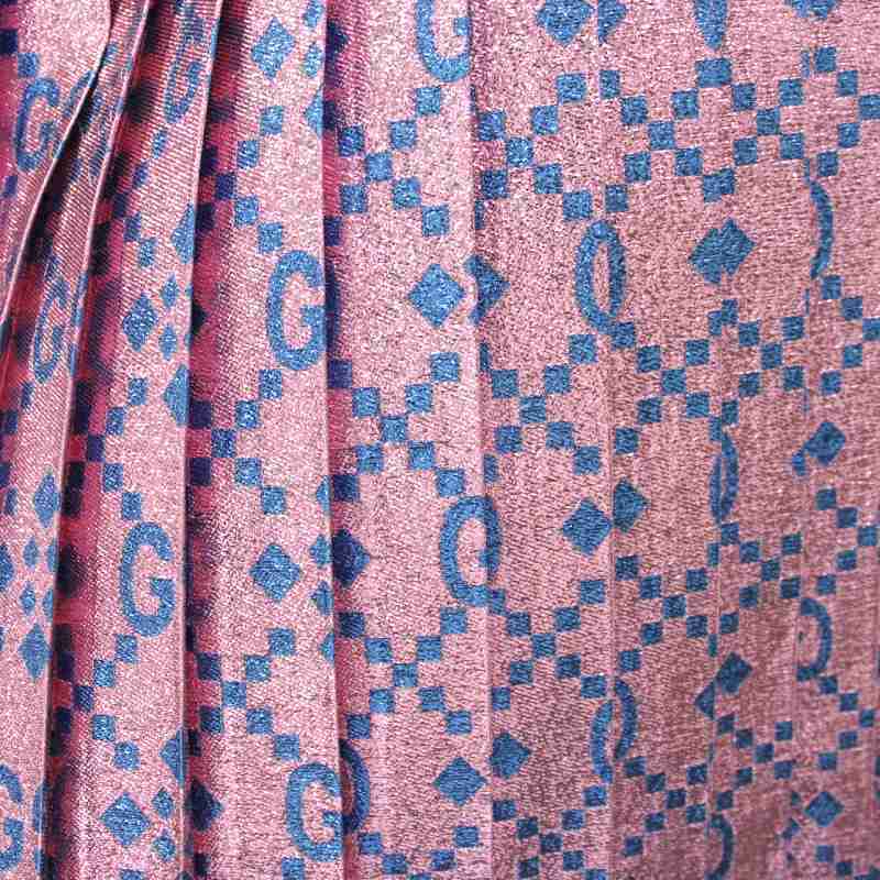 グッチ GUCCI ラメ プリーツ GG柄 スカート 膝丈 12 ピンク ライト