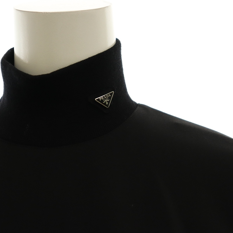 プラダ PRADA ハイネックワンピース 長袖 三角ロゴプレート ロング 38S 
