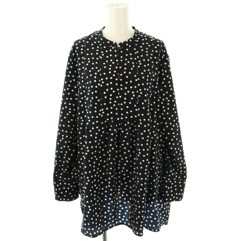 BEARDSLEY ドット柄 長袖ブラウス フリル フレア 黒 BEARDSLEY