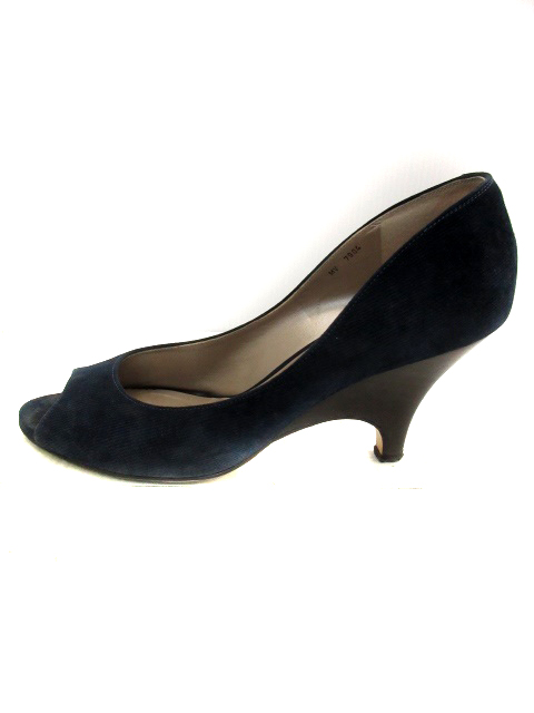 カネマツ 紺色 オープントゥ パンプス 24cm Kanematsu 銀座かねまつ