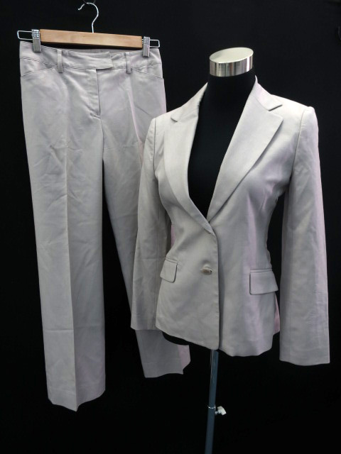 ナチュラルビューティー Natural Beauty フォーマル スーツ セットアップ 上下 ジャケット テーラード シングル パンツ スラックス ロング ウール シルク混 S グレー Ah44 レディース 171 ベクトルパーク