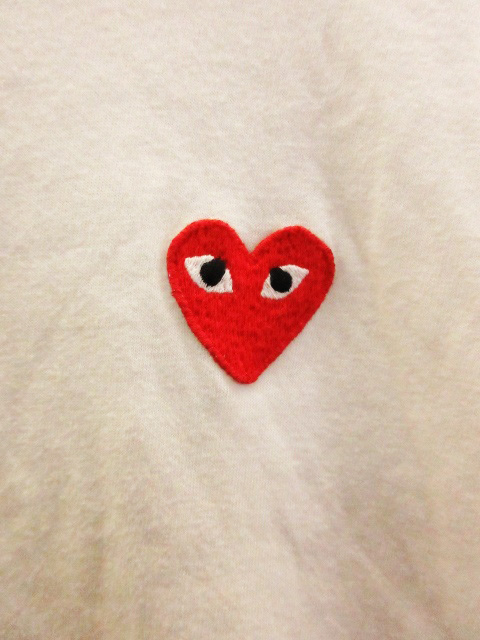【美品】コムデギャルソン ハーフハートロゴ ビックロゴ ワッペンロゴ L 白 プレイコムデギャルソン PLAY COMME des GARCONS タンクトップ