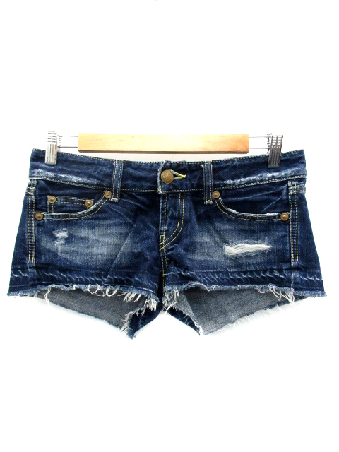 スライ Sly パンツ デニム ジーンズ ショート 短パン ローライズ ダメージ カットオフ 2 ブルー 青 Yh5 レディース 171 ベクトルパーク