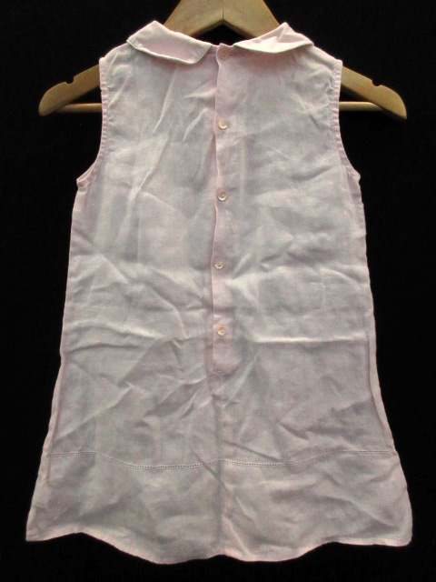 ジョルジオアルマーニ Giorgio Armani Baby ベビー キッズ ワンピース シャツ ノースリーブ バックボタン 切替 ラウンドカラー リネン 36m 98cm ピンク Yh8 女の子 171 ベクトルパーク