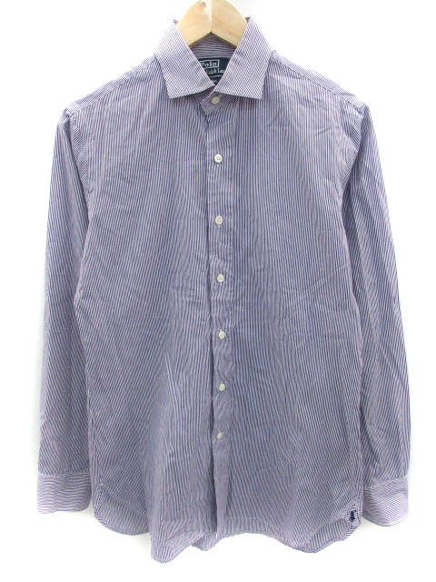 ポロ バイ ラルフローレン Polo By Ralph Lauren シャツ ドレスシャツ 長袖 スタンダードカラー ストライプ柄 37 紫 パープル Ff14 メンズ 171 ベクトルパーク
