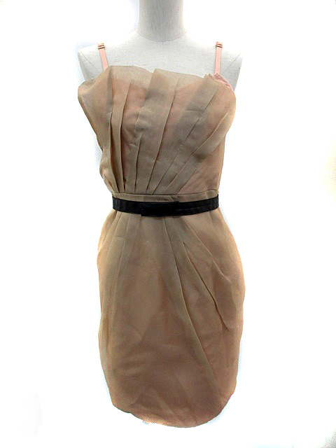 マークバイマークジェイコブス Marc By Marc Jacobs ドレス パーティー カラー ワンピース キャミソール ひざ丈 ノースリーブ ベルト付き フェイクレザー シルク 4 ピンクベージュ Ns23 レディース 171 ベクトルパーク