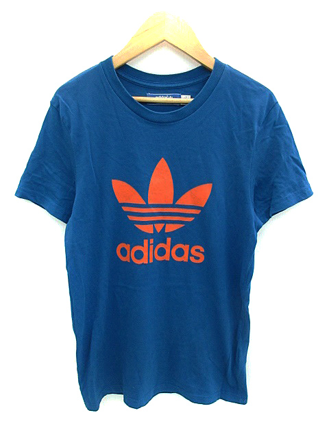 アディダスオリジナルス Adidas Originals Tシャツ カットソー Uネック 半袖 ロゴプリント Xs 青 ブルー オレンジ Ns28 メンズ 171 ベクトルパーク