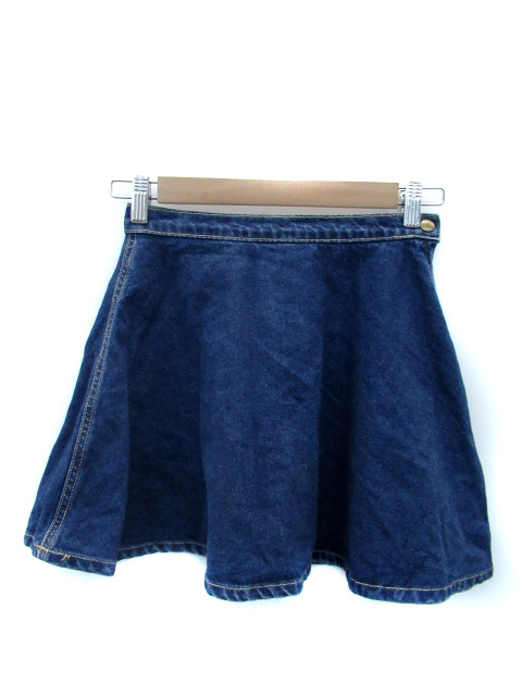 アメリカンアパレル American Apparel スカート デニム フレア ミニ丈 Xs 青 ブルー Sy21 レディース 171 ベクトルパーク