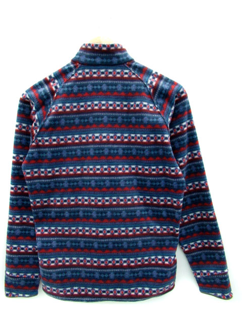 モンベル フリースジャケット 総柄 ジップアップ 青 紺 L C1834 モンベル Montbell ジャケット フリース ブルゾン スタンドカラー