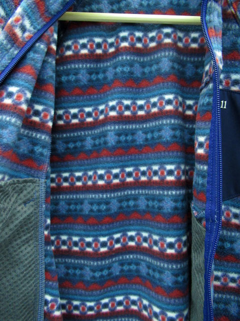 モンベル フリースジャケット 総柄 ジップアップ 青 紺 L C1834 モンベル Montbell ジャケット フリース ブルゾン スタンドカラー