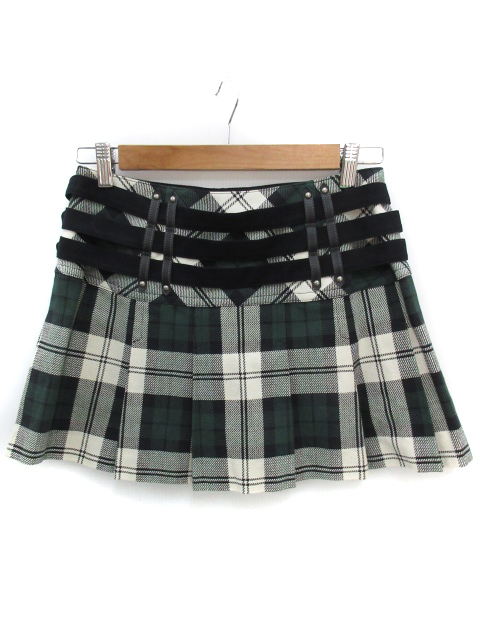 バーバリーブルーレーベル　チェック　ミニスカート　プリーツ　ダブルベルト　36 バーバリーブルーレーベル チェック ミニスカート プリーツ ダブル