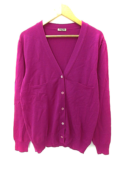 ミュウミュウ miumiu カーディガン ニット Vネック パフスリーブ  