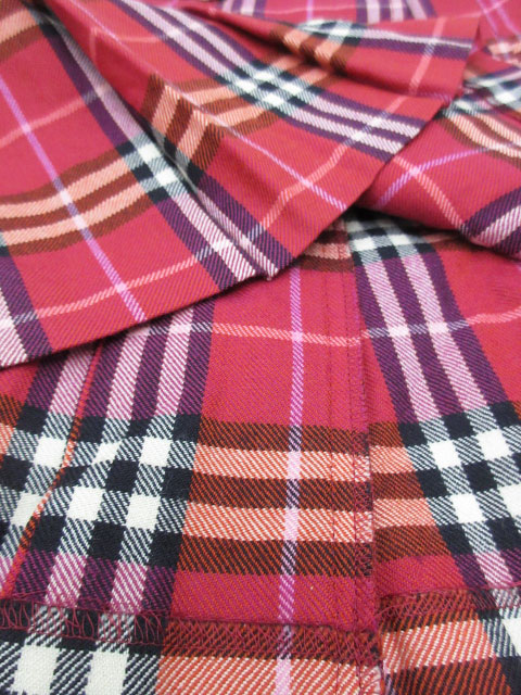 BURBERRY ブルーレーベル プリーツ スカート 36 赤 巻きスカート BURBERRY BLUE LABEL チェックプリーツ巻スカートレッド36