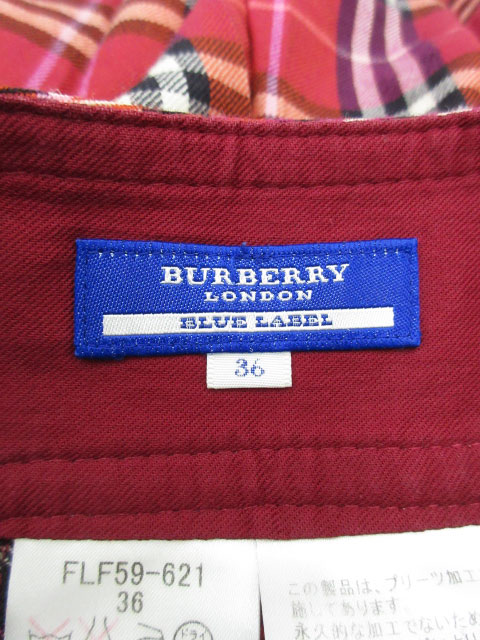 BURBERRY ブルーレーベル プリーツ スカート 36 赤 巻きスカート BURBERRY BLUE LABEL チェックプリーツ巻スカートレッド36
