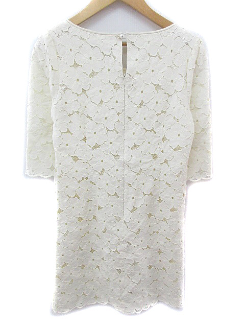 ジャスグリッティー Jusglitty ワンピース ブラウス ミニ ラウンドネック 七分袖 レース 切替 透け感 2 白 ホワイト Ns13 レディース 171 ベクトルパーク