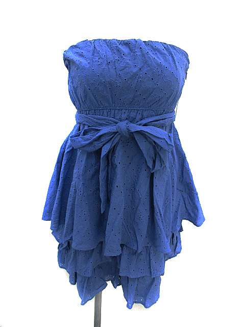 スナイデル Snidel ワンピース ベアトップ ミニ 袖なし レース リボン ティアード F 青 ブルー Ns11 レディース 171 ベクトルパーク