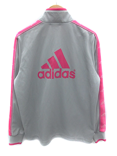 アディダス Adidas Climalite スポーツウェア ジャケット ジャージ ブルゾン ミドル丈 スタンドカラー ライン ジップアップ ロゴ刺繍 S グレー ピンク Ns32 メンズ 171 ベクトルパーク