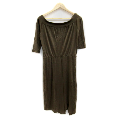 ティテ インザ ストア Tite In The Store ワンピース ひざ丈 七分丈 オフショルダー 無地 カーキ Sy33 レディース 171 ベクトルパーク
