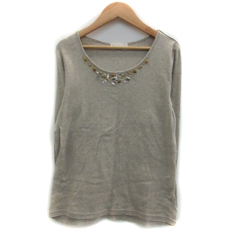 ジーナシス Jeanasis Tシャツ カットソー 長袖 ラウンドネック ビジュー F ベージュ Ym16 レディース 171 ベクトルパーク ジーナシス Jeanasis Tシャツ カットソー 長袖 ラウンドネック ビジュー F ベージュ Ym16 レディース 171 ベクトルパーク