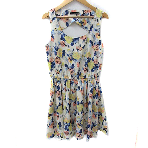 アルシーヴ Archives ワンピース ブラウス ミニ Uネック ノースリーブ 花柄 マルチカラー ベアバック オフホワイト 紺 ネイビー Ns13 レディース 171 ベクトルパーク