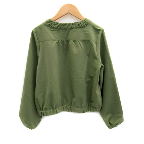 マジェスティックレゴン Majestic Legon ジャケット ノーカラー ブルゾン ミリタリー ミドル丈 無地 ジップアップ M カーキ Sy22 レディース 171 ベクトルパーク