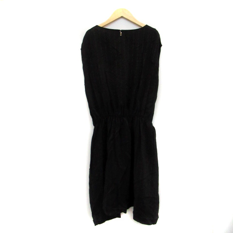 ビュルデサボン Bulle De Savon ワンピース ノースリーブ ひざ丈 ラウンドネック ストライプ柄 薄手 F ブラック 黒 Ms29 レディース 171 ベクトルパーク