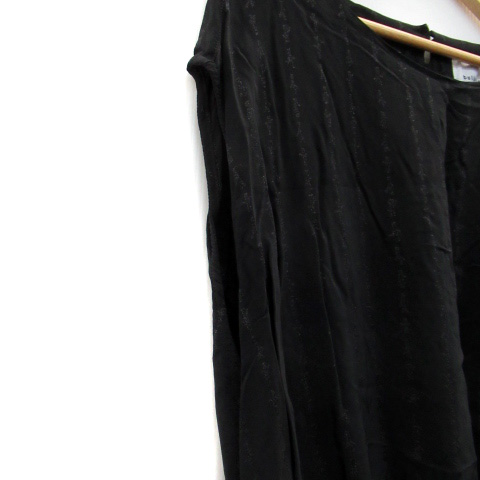 ビュルデサボン Bulle De Savon ワンピース ノースリーブ ひざ丈 ラウンドネック ストライプ柄 薄手 F ブラック 黒 Ms29 レディース 171 ベクトルパーク