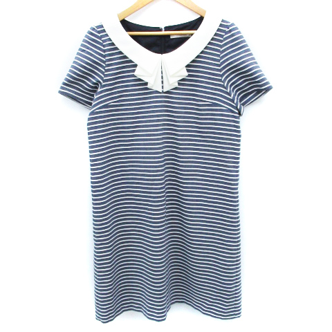 エニィスィス エニシス Anysis ワンピース シャツ ひざ丈 半袖 ボーダー柄 2 紺 白 ネイビー ホワイト Ff5 レディース 171 ベクトルパーク