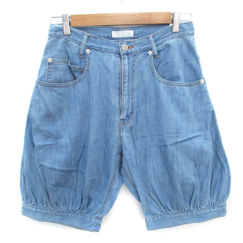 ネネット Ne Net パンツ デニム ジーンズ ハーフ ひざ丈 半パン ショート丈 短パン ワッペン付き クマ 1 水色 ライトブルー Ff12 レディース 171 ベクトルパーク