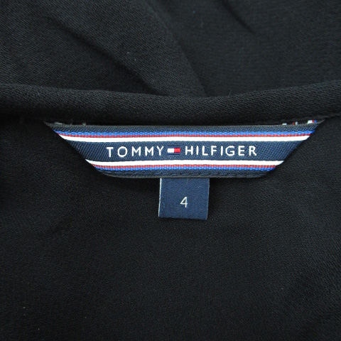 トミーヒルフィガー Tommy Hilfiger ワンピース ミモレ丈 長袖 ラウンドネック 切替 シースルー リボン レース 4 黒 ブラック Ff11 レディース 171 ベクトルパーク