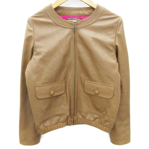 ミミ ロジャー Mimi Roger ジャケット 革ジャン ラムレザー ノーカラー ミドル丈 総裏地 ジップアップ 茶 ブラウン Ff4 レディース 171 ベクトルパーク