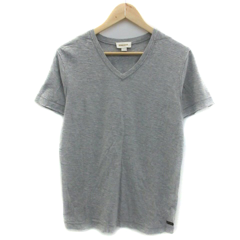 ディーゼル DIESEL Tシャツ カットソー 半袖 Vネック 無地 S グレー 
