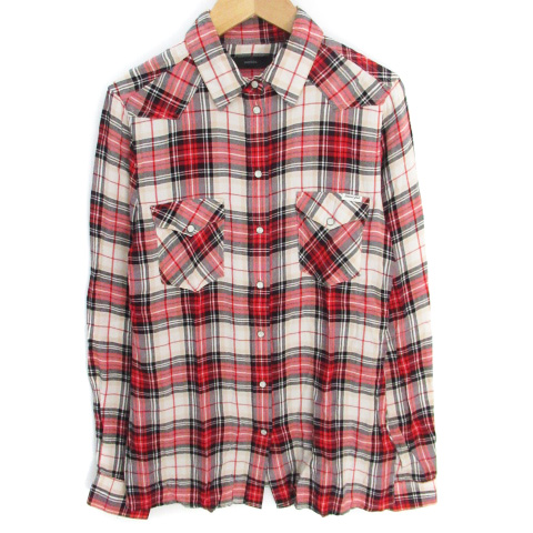 ディーゼル Diesel シャツ ウエスタン カジュアル 長袖 透け感 チェック柄 Xs 赤 ベージュ レッド Ff34 レディース 171 ベクトルパーク