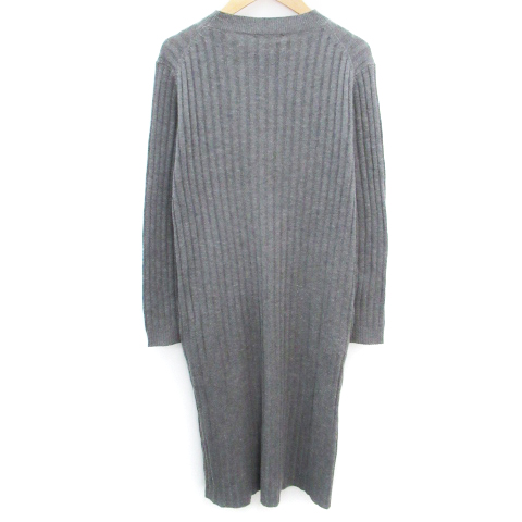 ドゥアルシーヴ Doux Archives ワンピース ニット リブ ミモレ丈 長袖 クルーネック ウール混 2 グレー Ff6 レディース 171 ベクトルパーク