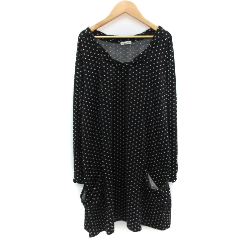 サンカンシオン 3can4on ワンピース ミニ丈 長袖 ラウンドネック ドット柄 3 ブラック 黒 ホワイト 白 Ym31 レディース 171 ベクトルパーク