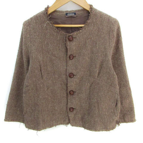 ジャーナルスタンダード Journal Standard ジャケット ノーカラー ミドル丈 七分袖 総裏地 シングルボタン カットオフ 総柄 茶 ブラウン Ff14 レディース 171 ベクトルパーク