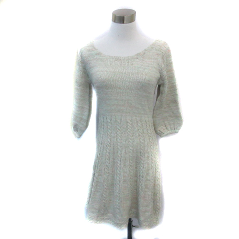 リエンダ Rienda ワンピース ニット ミニ丈 フレア 七分袖 Uネック M ピンク ミントグリーン Ys11 レディース 171 ベクトルパーク