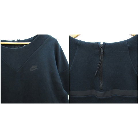 ナイキ Nike ワンピース スウェット ひざ丈 五分袖 ラウンドネック ロゴプリント M 黒 ブラック Ff12 レディース 171 ベクトルパーク