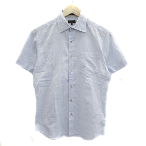 ポールスミスコレクション Paul Smith Collection Yシャツ ワイシャツ 半袖 総柄 M 水色 ライトブルー 白 ホワイト Ho40 メンズ 171 ベクトルパーク