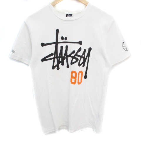 ステューシー Stussy Tシャツ カットソー 半袖 ラウンドネック 透け感 ロゴプリント M 白 黒 ホワイト ブラック Ff18 メンズ 171 ベクトルパーク