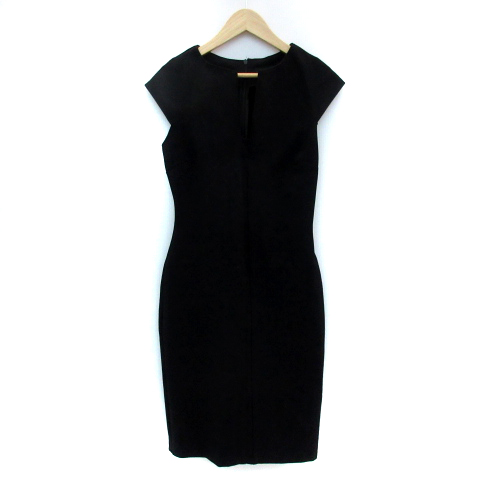 ザラウーマン Zara Woman ワンピース ひざ丈 タイト 半袖 スリットネック 無地 Xs 黒 ブラック Ys23 レディース 171 ベクトルパーク